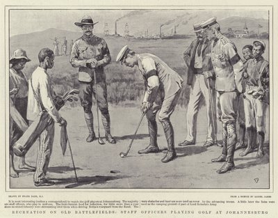 Recreation on Old Battlefields, Staff Officers playing Golf at Johannesburg by Frank Dadd